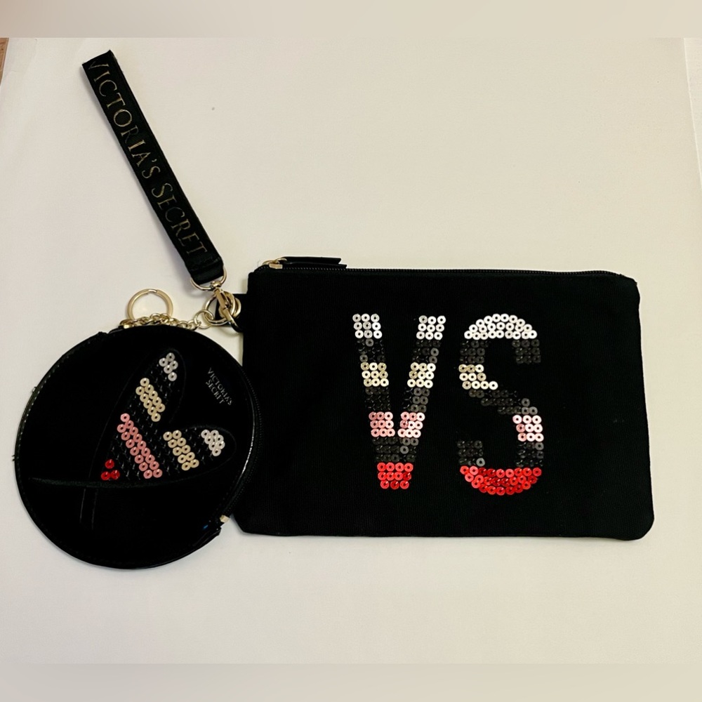 Victoria's Secret Sequins Wristlet+Coin Purse+Keychain NWOT